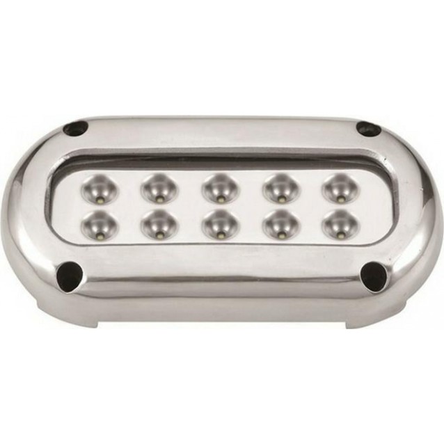 ΦΑΝΑΡΙ ΥΠΟΒΡΥΧΙΟ ΙΝΟΧ SS316 10 LED ΟΒΑΛ ΛΕΥΚΟ ΦΩΣ 10x3W (00298-10WH)