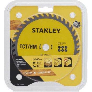 STANLEY ΔΙΣΚΟΣ ΞΥΛΟΥ ΜΕ ΔΟΝΤΙΑ 40 ΤΡΥΠΑ 16MM ΚΑΙ ΔΙΑΜΕΤΡΟ 160MM (STA13105-XJ)