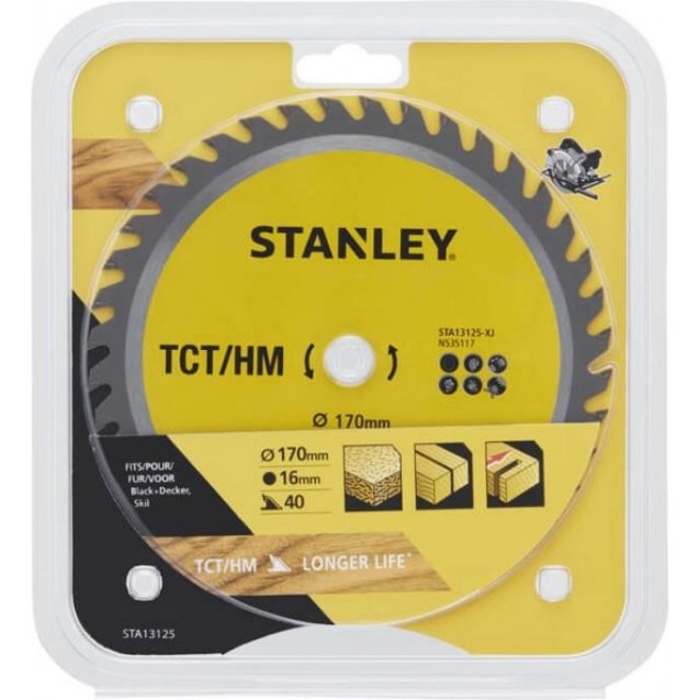 STANLEY ΔΙΣΚΟΣ ΞΥΛΟΥ ΜΕ ΔΟΝΤΙΑ 40 ΤΡΥΠΑ 16MM ΚΑΙ ΔΙΑΜΕΤΡΟ 170MM (STA13125-XJ)