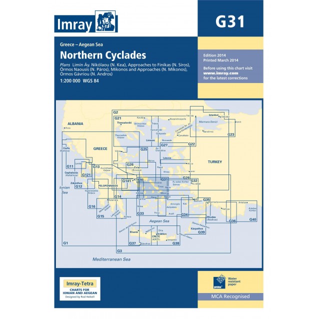 IMRAY ΝΑΥΤΙΚΟΣ ΧΑΡΤΗΣ G31 ΒΟΡΕΙΕΣ ΚΥΚΛΑΔΕΣ IMRAY ΝΑΥΤΙΚΟΣ ΧΑΡΤΗΣ G31 ΒΟΡΕΙΕΣ ΚΥΚΛΑΔΕΣ