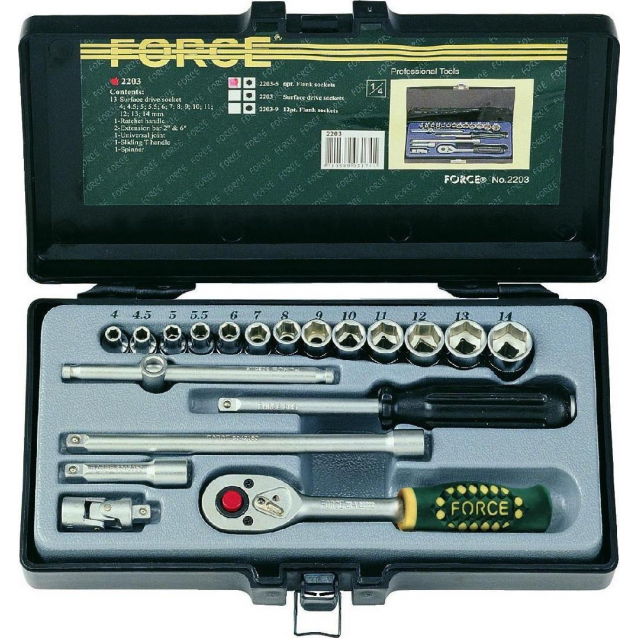 FORCE ΚΑΣΕΤΙΝΑ ΚΑΡΥΔΑΚΙΑ 1/4'' ΣΕΤ 19 ΤΕΜ. (2203)