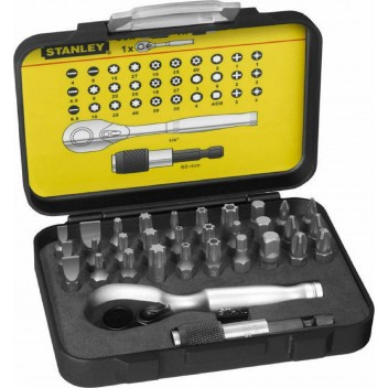 STANLEY ΣΕΤ ΜΥΤΕΣ 1/4'' ΜΕ ΜΑΓΝΗΤΙΚΟΣ ΑΝΤΑΠΤΟΡΑΣ & ΜΙΝΙ ΚΑΣΤΑΝΙΑ 32ΤΕΜ (1-13-904)