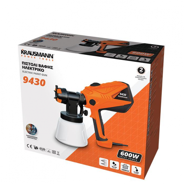 KRAUSMANN ΗΛΕΚΤΡΙΚΟ ΠΙΣΤΟΛΙ ΒΑΦΗΣ 600W (9430)